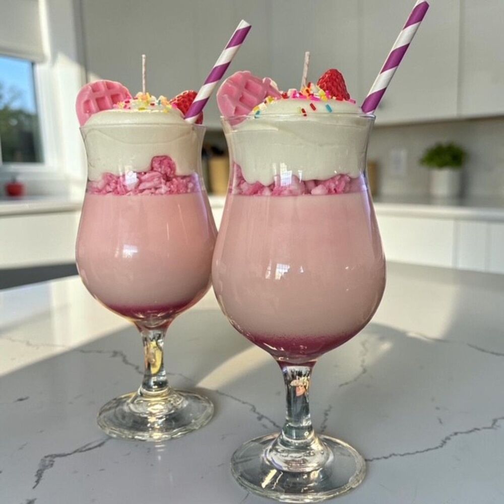Strawberry Whip & Waffle Dream | Handcrafted Strawberry Dessert Candle
